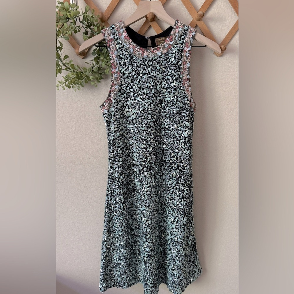 Anthropologie Black and White Floral Mini Dress
